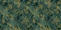Hand drawn camo with leaf, seamless pattern. Grunge branches and herbs green khaki camouflage. Royalty Free Stock Photo